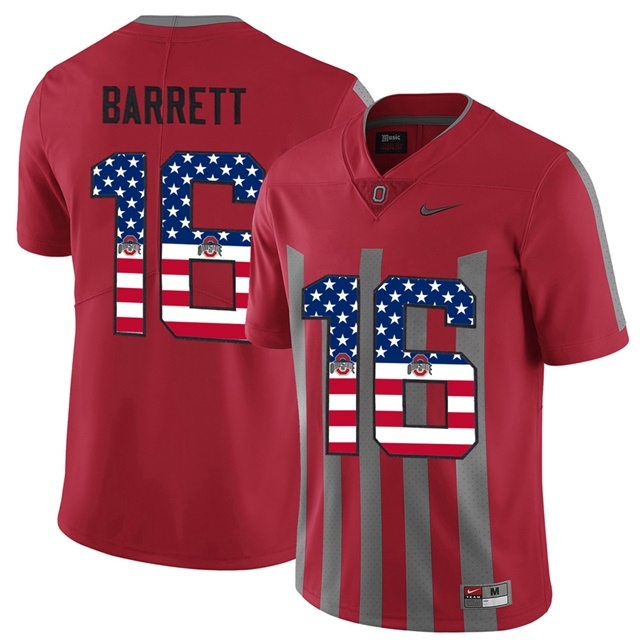 Ohio State Buckeyes Men's NCAA J.T Barrett #16 Scarlet 2017 US Flag Fashion Alternate Limited College Football Jersey CTH3449AY